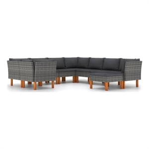 Afuera Living Contemporary 9 Piece Steel Large Garden Lounge Set in Gray