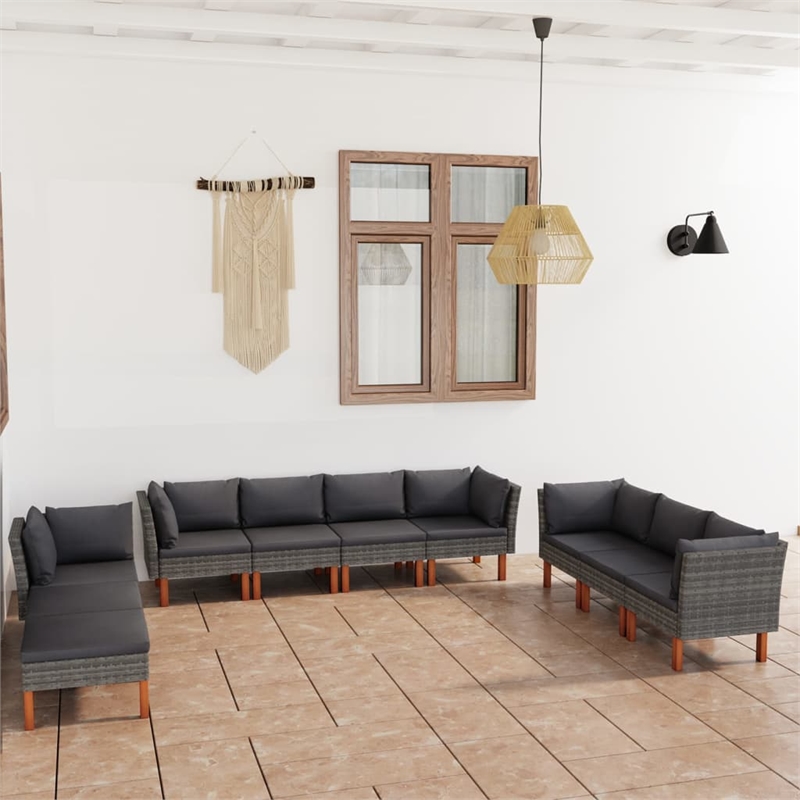 Afuera Living 10 Piece Steel Garden Lounge Set in Gray/Anthracite