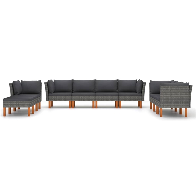 Afuera Living 10 Piece Steel Garden Lounge Set in Gray/Anthracite
