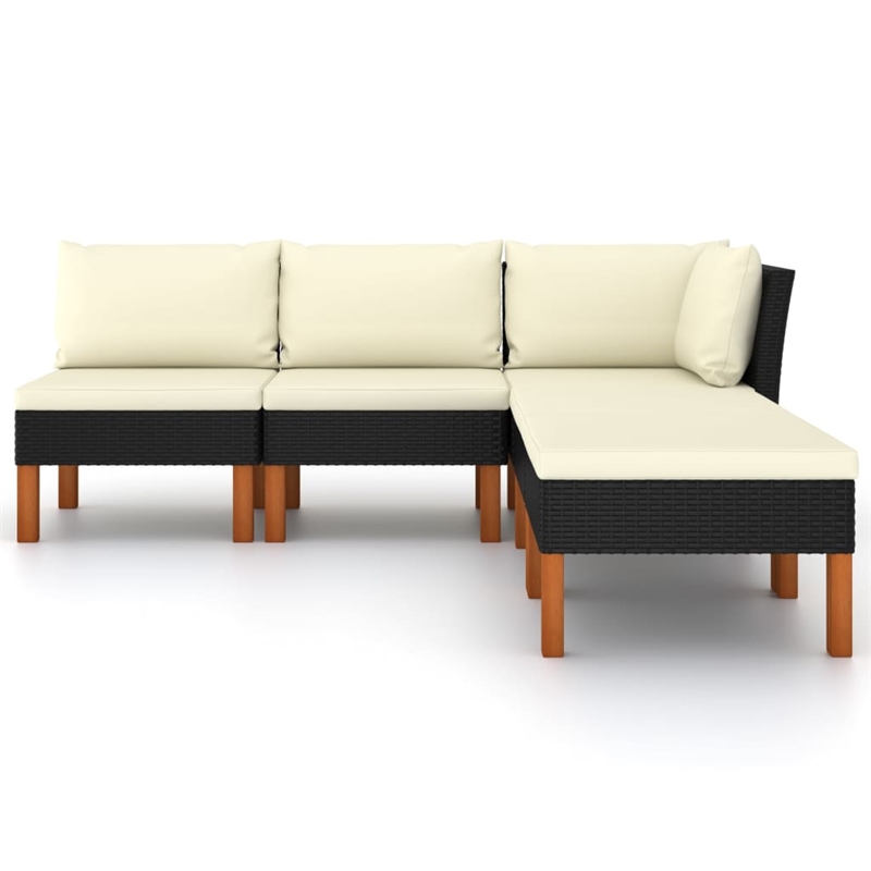 Afuera Living Contemporary 5 Piece Garden Lounge Set in Black/Cream