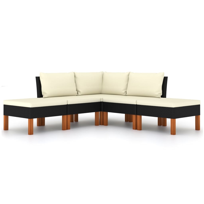 Afuera Living Contemporary 5 Piece Garden Lounge Set in Black/Cream