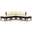 Afuera Living Contemporary 5 Piece Garden Lounge Set in Black/Cream