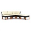 Afuera Living Contemporary 5 Piece Garden Lounge Set in Black/Cream