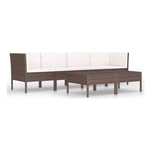 Afuera Living 6 Piece Poly Rattan Garden Furniture Set in Brown/Cream