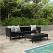 Afuera Living Contemporary Synthetic Poly Rattan Garden Furniture Set in Black