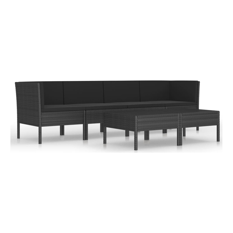 Afuera Living Contemporary Synthetic Poly Rattan Garden Furniture Set in Black