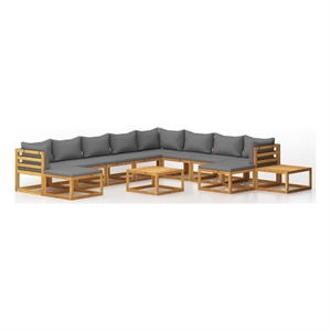 Afuera Living 12 Piece Solid Acacia Wood Garden Lounge Set in Gray/Natural