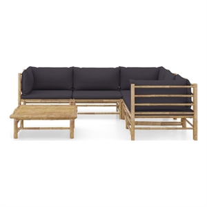 Afuera Living 6 Piece Bamboo Large Garden Lounge Set in Gray