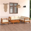 Afuera Living Solid Acacia Wood Lounge Set in White/Cream/Natural