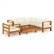 Afuera Living Solid Acacia Wood Lounge Set in White/Cream/Natural