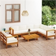 Afuera Living Solid Acacia Wood Large Lounge Set in White/Cream