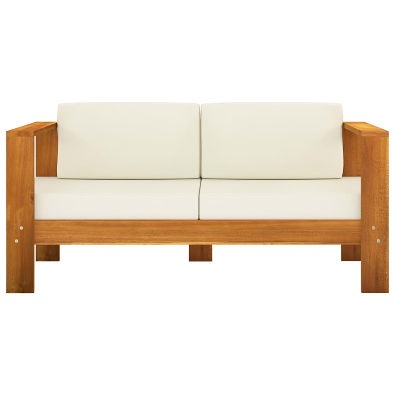 Afuera Living Solid Acacia Wood Large Lounge Set in White/Cream