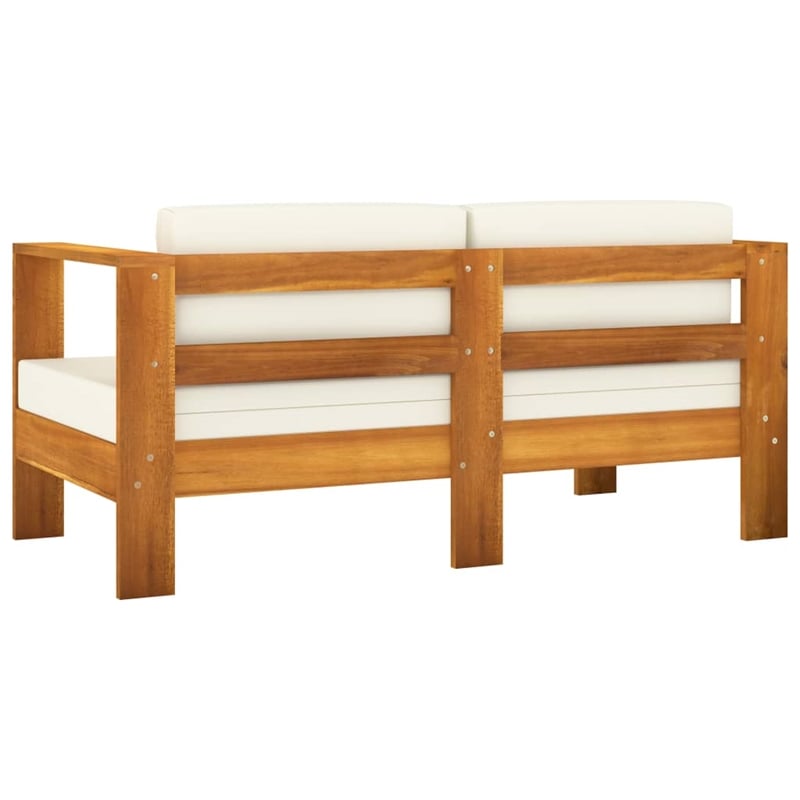 Afuera Living Solid Acacia Wood Large Lounge Set in White/Cream