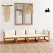 Afuera Living Contemporary Solid Acacia Wood Sofa in Cream/Natural