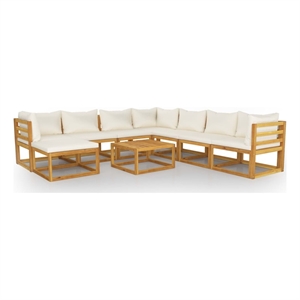 Afuera Living 9 Piece Solid Acacia Wood Garden Lounge Set in Cream