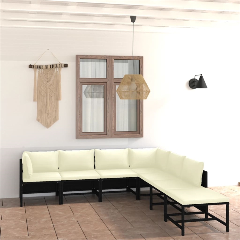 Afuera Living Contemporary 7 Piece Garden Lounge Set in Black/Cream