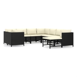 Afuera Living Contemporary 9 Piece Garden Lounge Set in Black/Cream