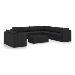 Afuera Living 11 Piece Poly Rattan Large Garden Lounge Set in Black