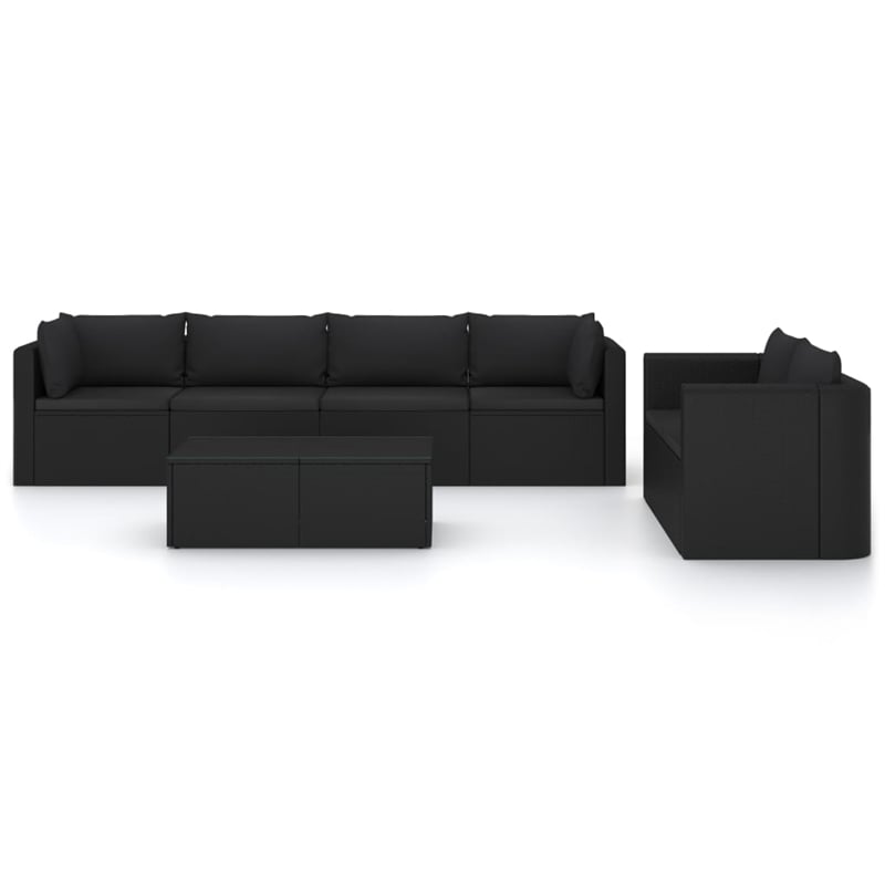 Afuera Living 7 Piece Poly Rattan Garden Lounge Set in Black