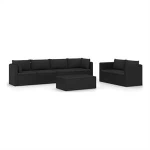 Afuera Living 7 Piece Poly Rattan Garden Lounge Set in Black