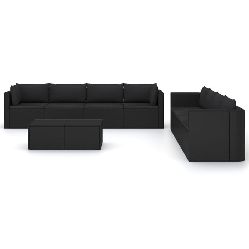 Afuera Living 9 Piece Poly Rattan Garden Lounge Set in Black