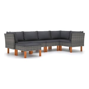 Afuera Living Contemporary 6 Piece Poly Rattan Garden Lounge Set in Gray
