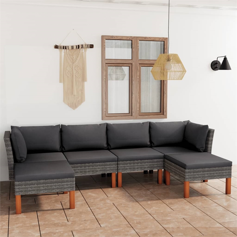Afuera Living Contemporary 6 Piece Steel Garden Lounge Set in Gray