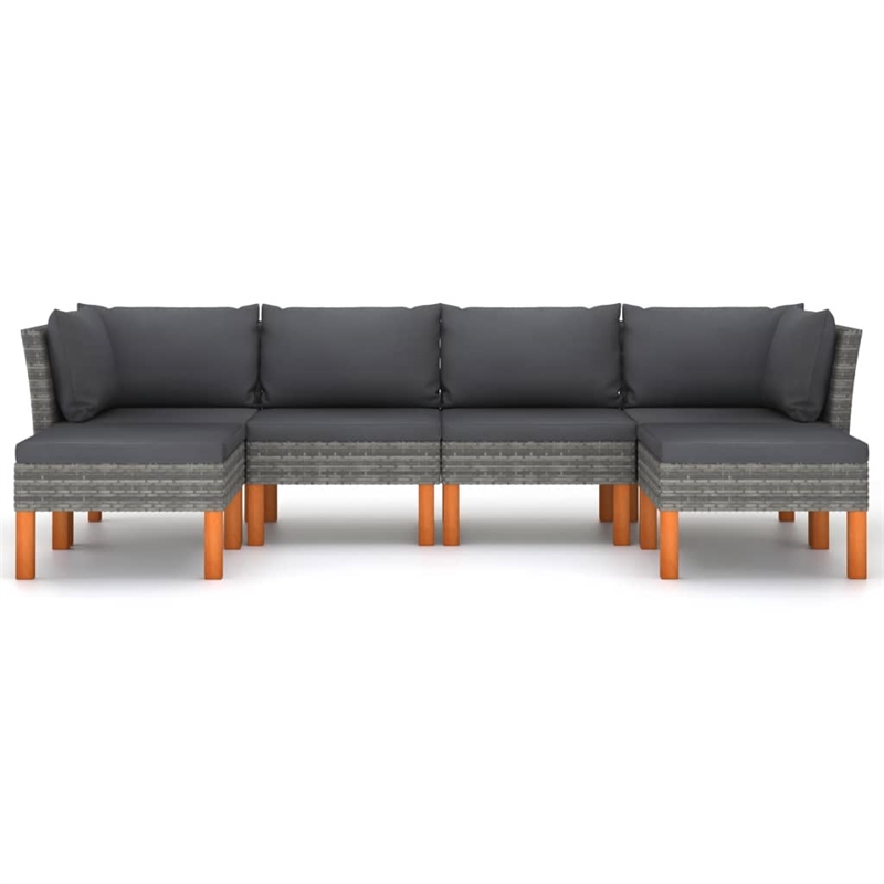 Afuera Living Contemporary 6 Piece Steel Garden Lounge Set in Gray