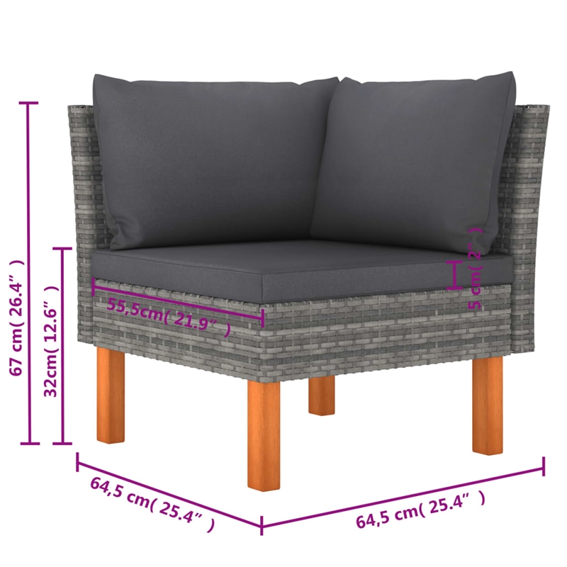 Afuera Living Contemporary 6 Piece Steel Garden Lounge Set in Gray