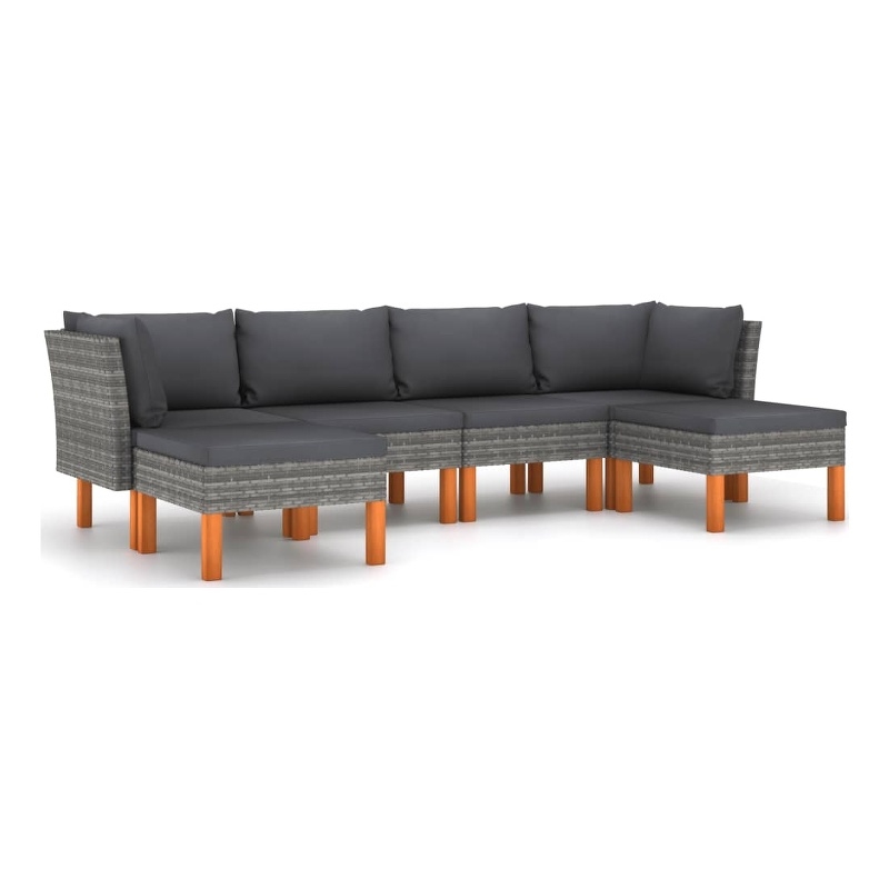 Afuera Living Contemporary 6 Piece Steel Garden Lounge Set in Gray