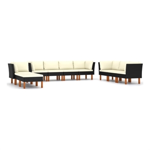 Afuera Living 10 Piece Steel Garden Lounge Set in Black/Cream