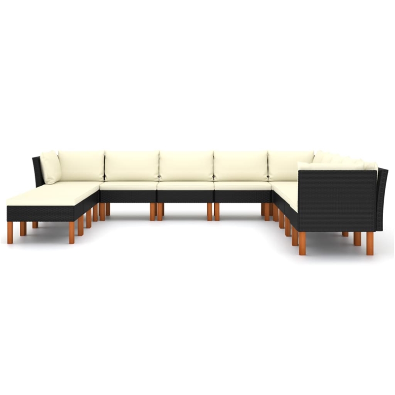 Afuera Living 12 Piece Poly Rattan Garden Lounge Set in Black