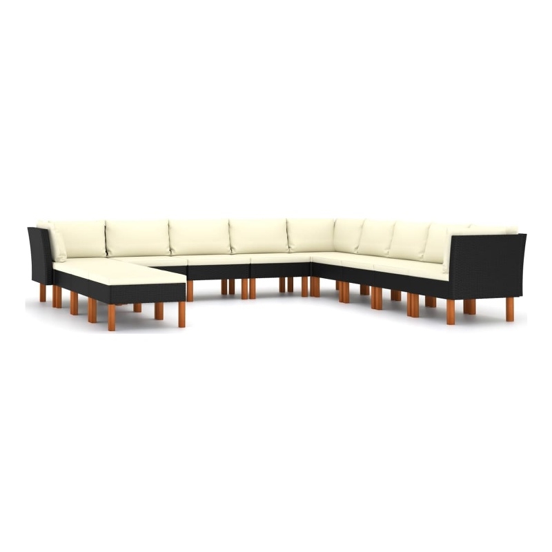 Afuera Living 12 Piece Poly Rattan Garden Lounge Set in Black