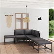 Afuera Living Contemporary 6 Piece Poly Rattan Garden Lounge Set in Gray