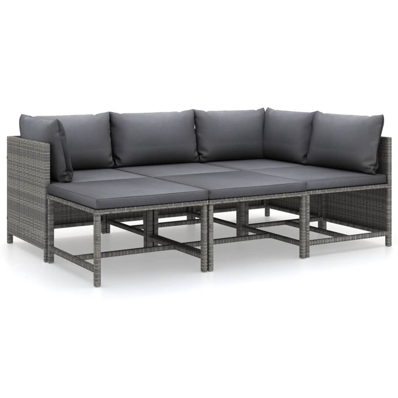 Afuera Living Contemporary 6 Piece Poly Rattan Garden Lounge Set in Gray
