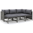 Afuera Living Contemporary 6 Piece Poly Rattan Garden Lounge Set in Gray
