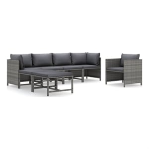 Afuera Living 7 Piece Steel Garden Lounge Set in Gray/Anthracite