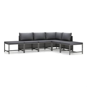 Afuera Living 6 Piece Steel Garden Lounge Set in Gray/Anthracite