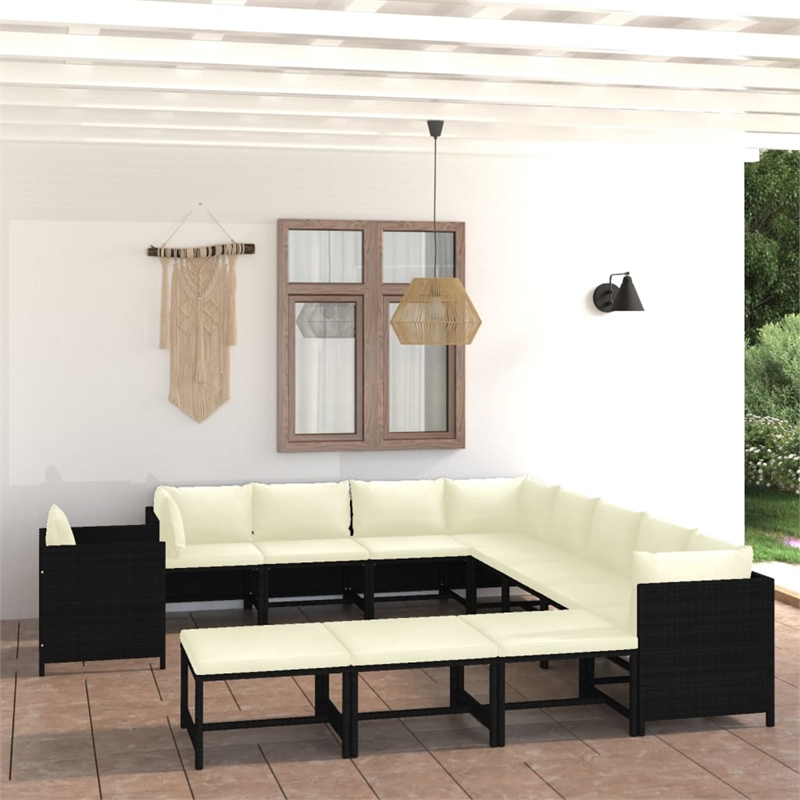 Afuera Living Contemporary 12 Piece Garden Lounge Set in Black