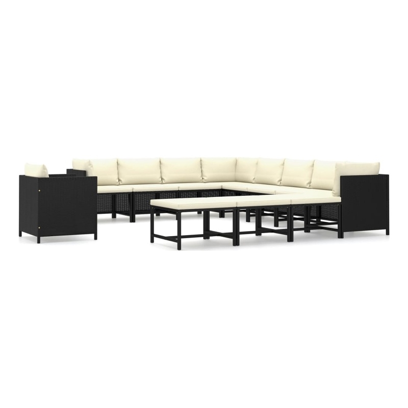 Afuera Living Contemporary 12 Piece Garden Lounge Set in Black
