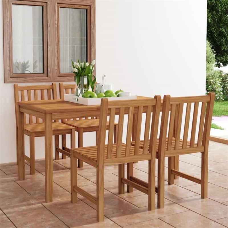 Afuera Living Contemporary Durable 5 Piece Wood Medium Dining Set