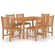 Afuera Living Contemporary Durable 7 Piece Wood Dining Set in Brown