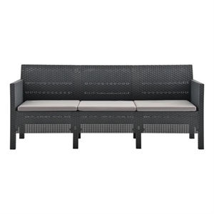Afuera Living Contemporary Rattan Standard Sofa in Anthracite/Gray
