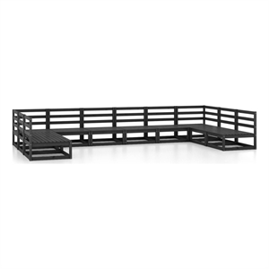 Afuera Living 10 Piece Wood Large Garden Lounge Set in Black