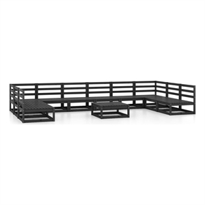 Afuera Living 11 Piece Wood Large Garden Lounge Set in Black