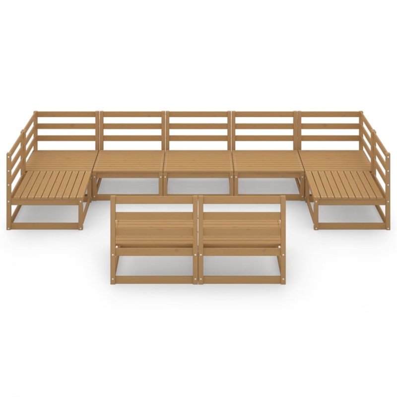 Afuera Living Contemporary 9 Piece Wood Garden Lounge Set in Brown