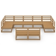 Afuera Living Contemporary 9 Piece Wood Garden Lounge Set in Brown