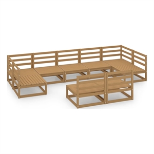 Afuera Living Contemporary 9 Piece Wood Garden Lounge Set in Brown