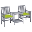 Afuera Living Contemporary Solid Acacia Wood Furniture Set in Gray