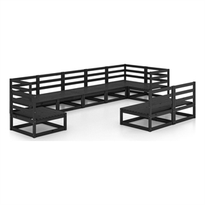 Afuera Living Contemporary 9 Piece Wood Garden Lounge Set in Black